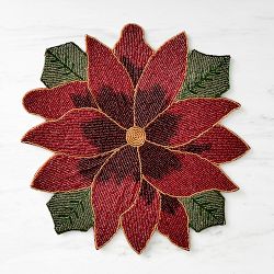 Beaded Poinsettia Placemats, Set of 4