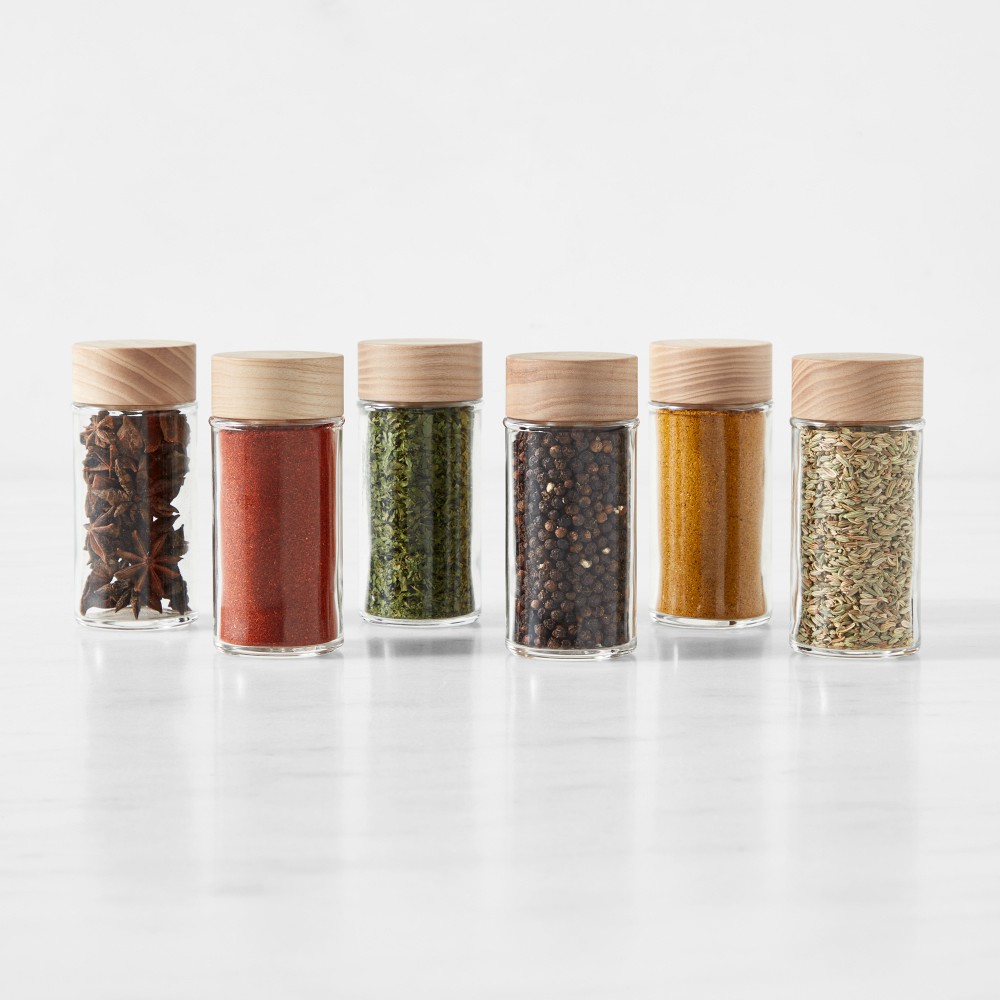 Hold Everything Slim Spice Jars, Set of 6 - Ashwood, Set of 6