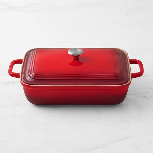 Le Creuset San Francisco Stoneware Rectangular Covered Baker, 4-Qt., Red