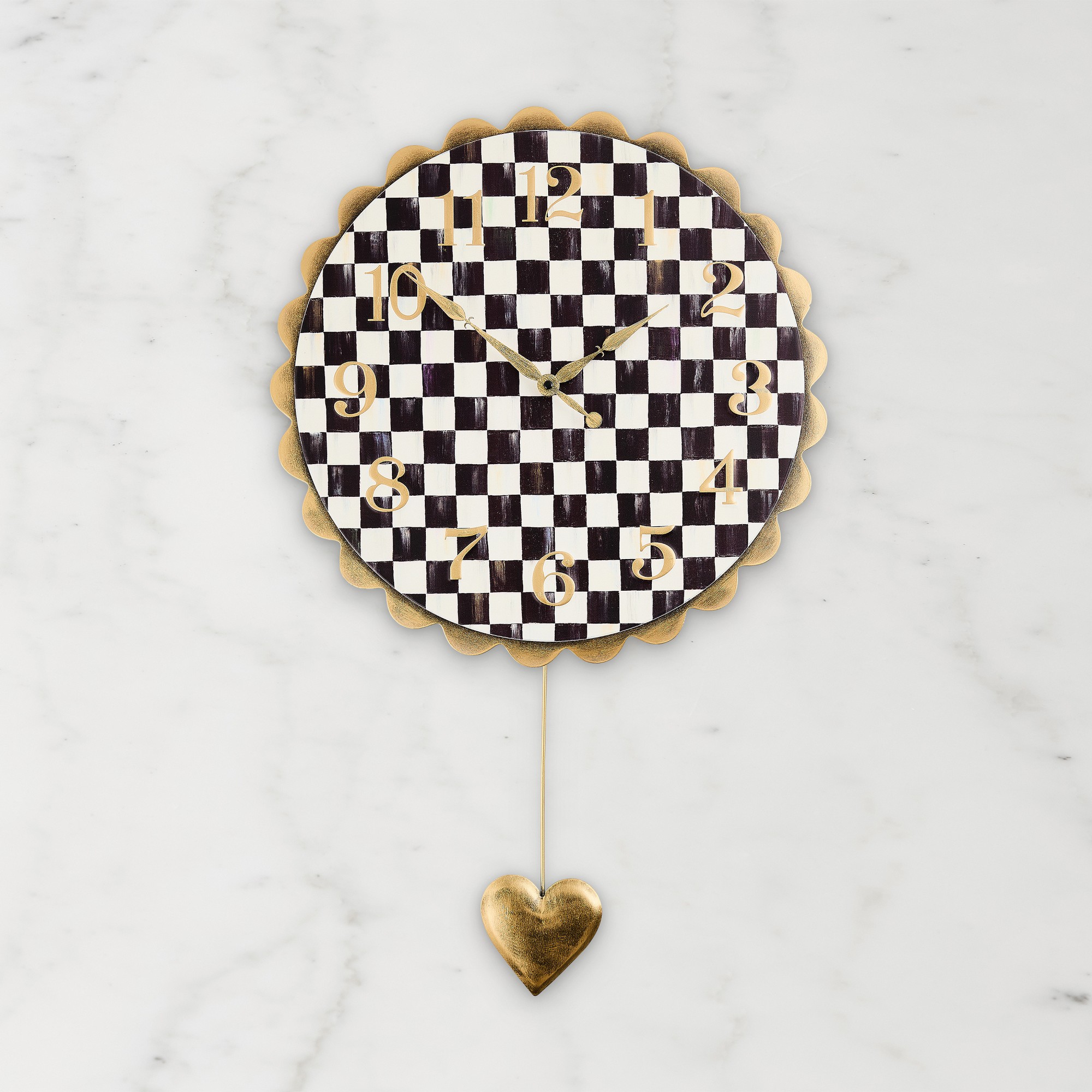 MacKenzie-Childs Courtly Check Heart Pendant Wall Clock Simolary simolary.com 5