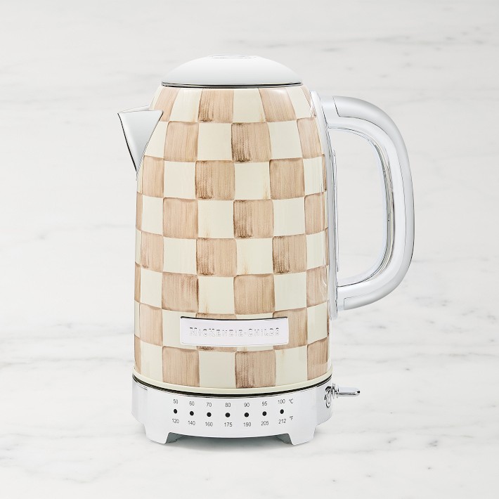 MacKenzie-Childs Mocha Check Electric Kettle | Williams Sonoma