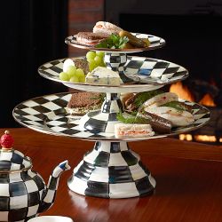 Mackenzie-Childs Courtly Check Large Pedestal Platter