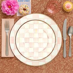 MacKenzie-Childs Rosy Check Enamel Salad  Plate