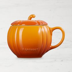 Le Creuset Stoneware Pumpkin Mug with Lid, Persimmon