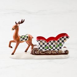 MacKenzie-Childs Holly Deer Sleigh Ceramic Candy Dish