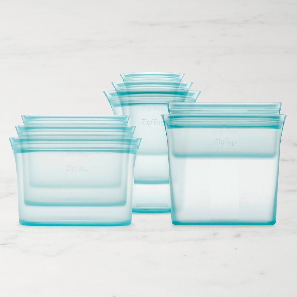 Zip Top 8-Piece Reusable Silicone Food Storage Set - Teal