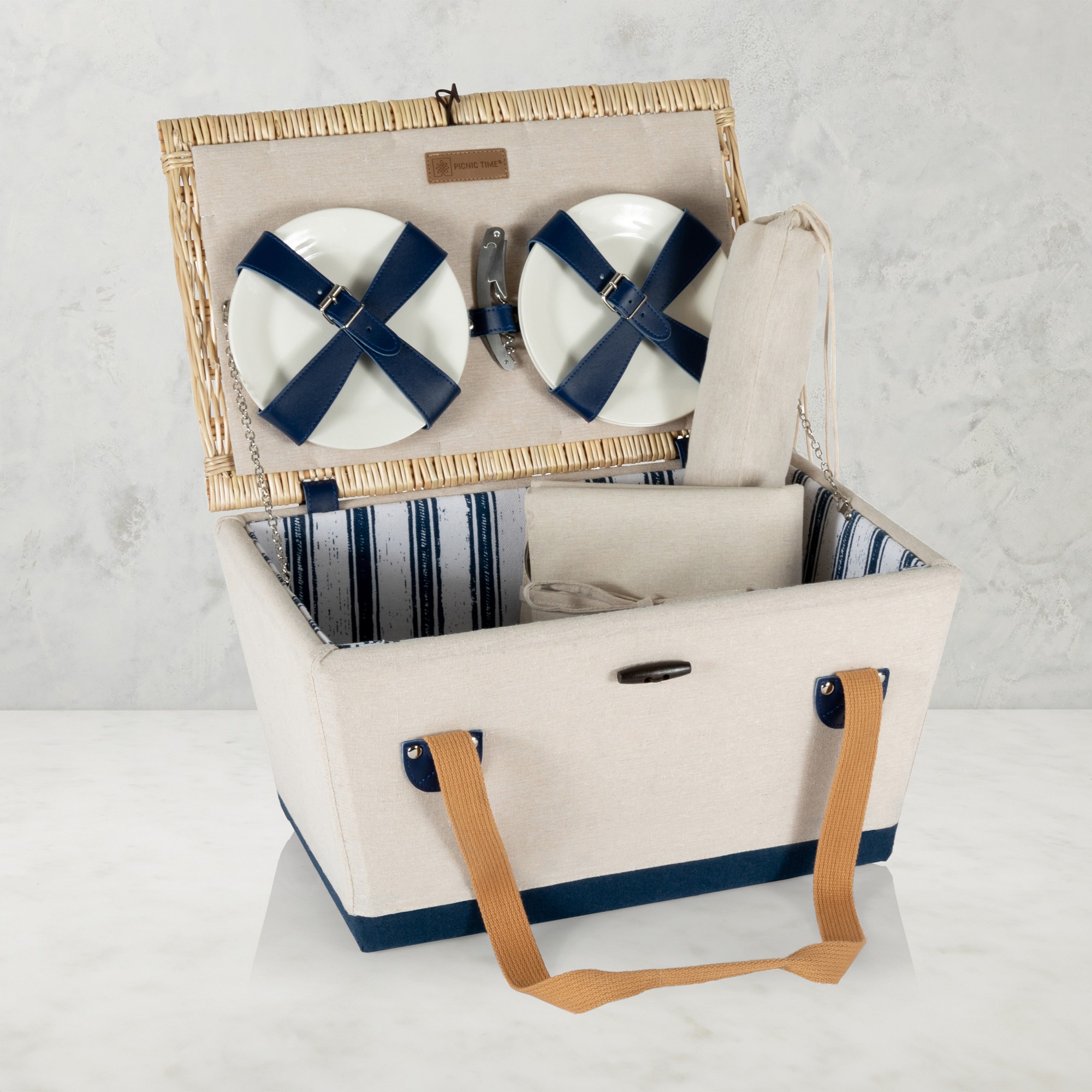 Boardwalk Picnic Basket for 4, Beige Sansujyuku sansujyuku.com