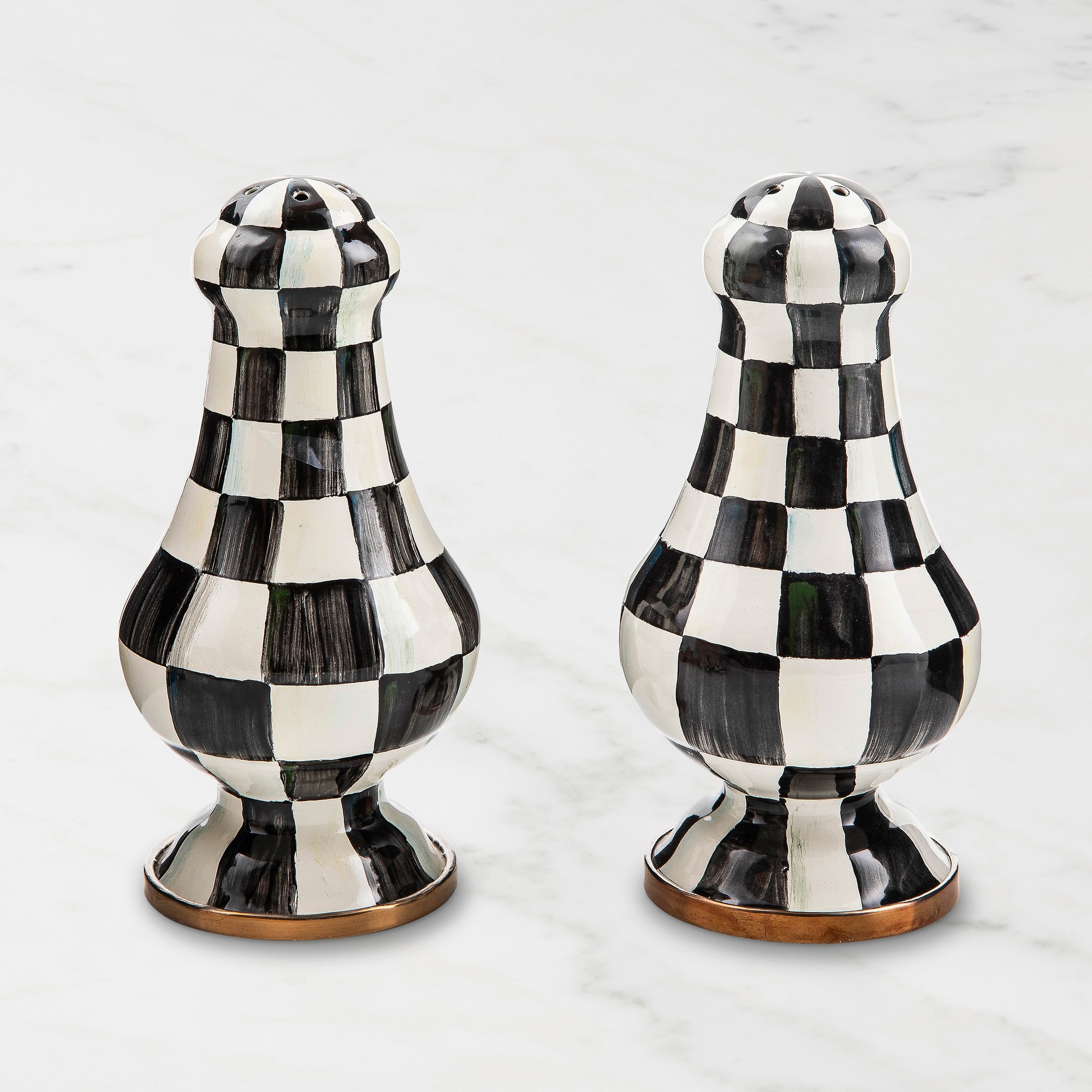 Mackenzie-Childs Courtly Check Large Salt & Pepper Shakers Simolary simolary.com