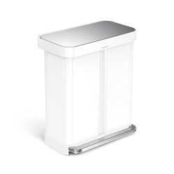 simplehuman™ Dual Compartment Step Can with Liner Pocket, White Steel