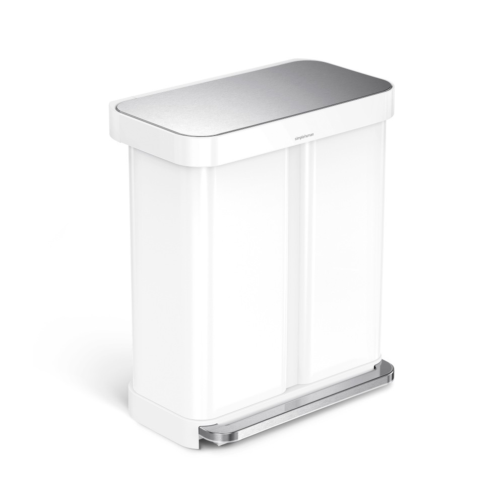 simplehuman™ Dual Compartment Step Can with Liner Pocket, 58L - White Steel