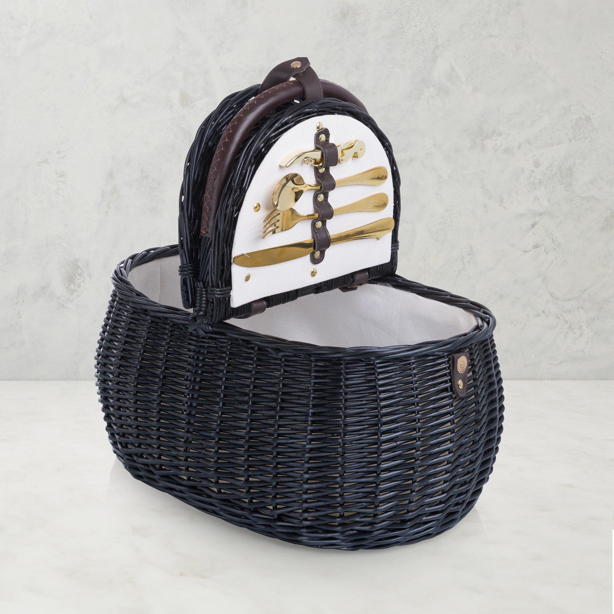 Evening Picnic Basket with Service for Two, Black Simolary simolary.com