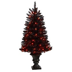 Halloween Black Pre-Lit Faux Tree in Urn, 48"