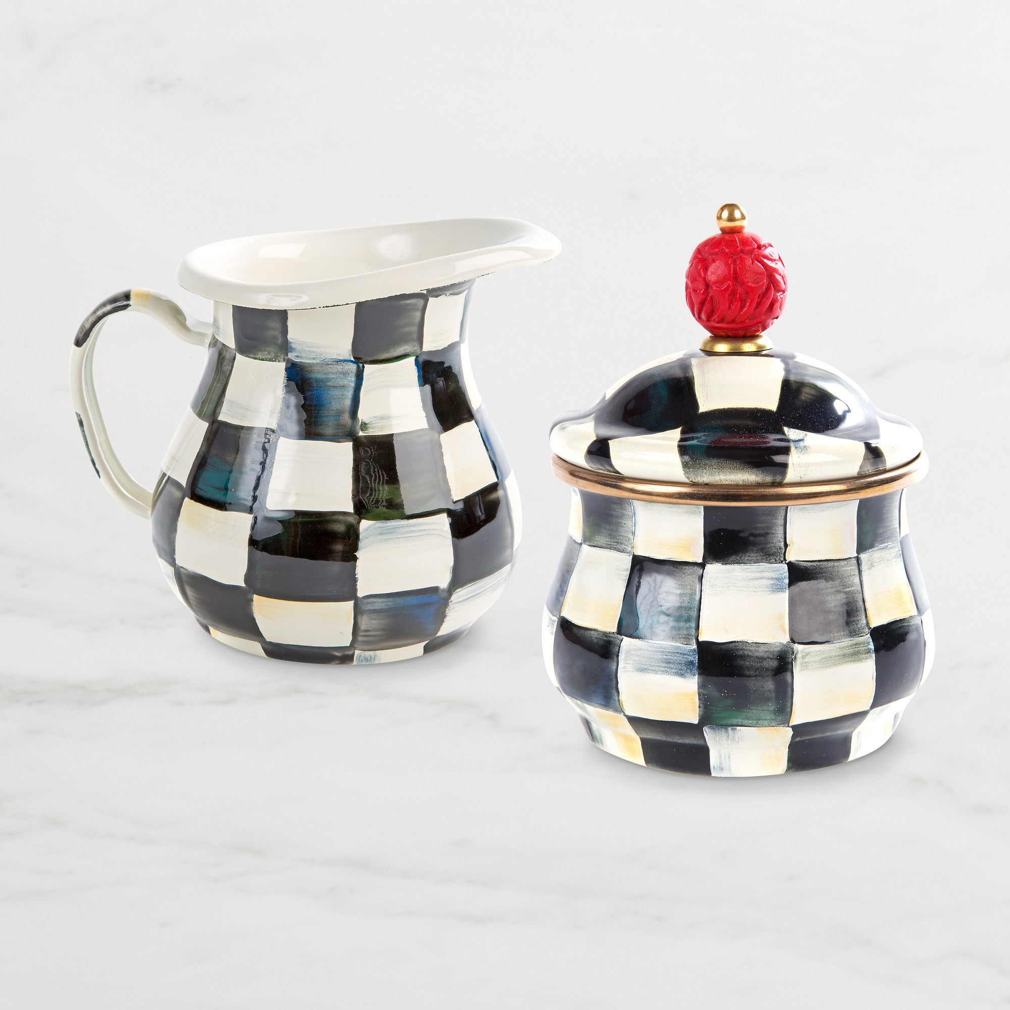 Mackenzie-Childs Courtly Check Creamer & Sugar Bowl Set Simolary simolary.com