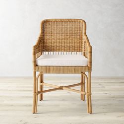 Avila Dining Armchair Cushion, Standard, Sunbrella Performance Canvas, White