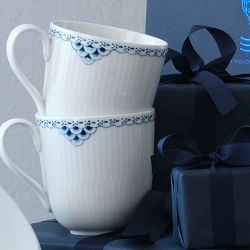 Royal Copenhagen Blue Fluted Mugs, Set of 2