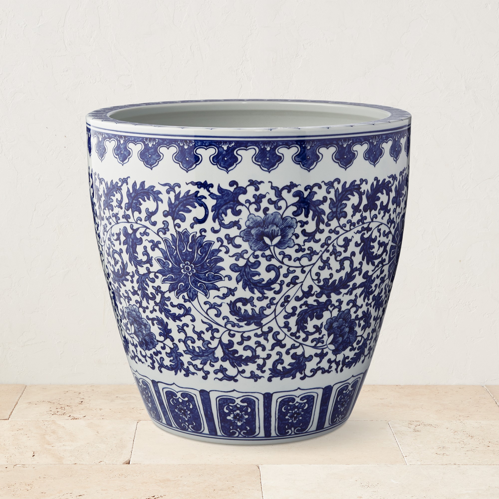 Blue and White Ceramic Outdoor Planter, Camelia Simolary simolary.com