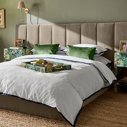 Kennedy Extra Wide Channel-Tufted Upholstered Bed &amp; Headboard