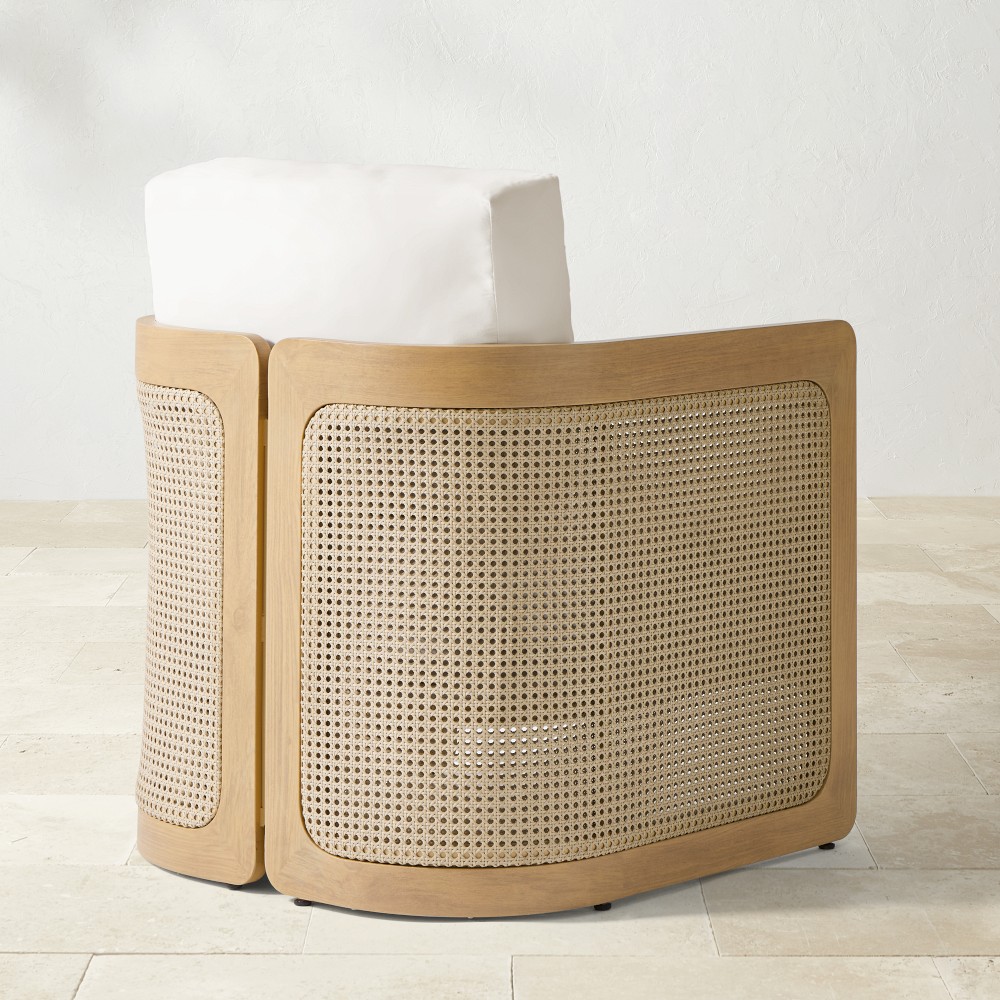 Curved front view of Capitola Club Chair and side panel