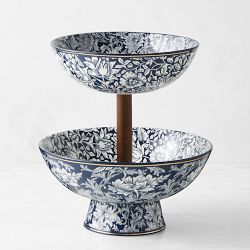 Morris &amp; Co. x Williams Sonoma Bluebell Two Tiered Porcelain Fruit Bowl
