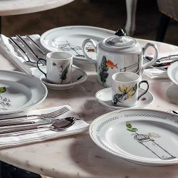 Petites Histoires Espresso Cups &amp; Saucers, Set of 2