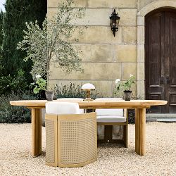  Radius Outdoor Oval Teak Dining Table (72"-90")