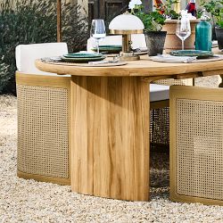  Radius Outdoor Oval Teak Dining Table (72"-90")