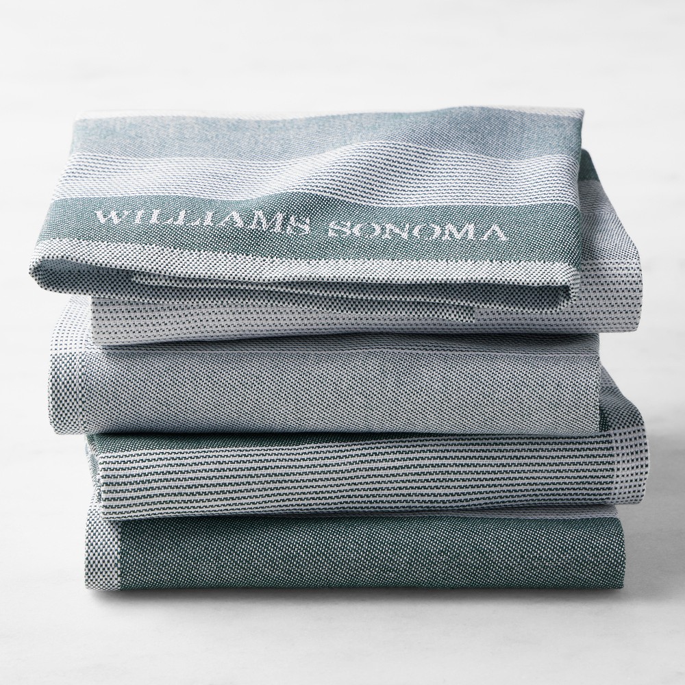 Williams Sonoma Logo Stripe Towels - Set of 4, Dark Green