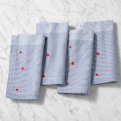 Embroidered Gingham Napkins, Set of 4