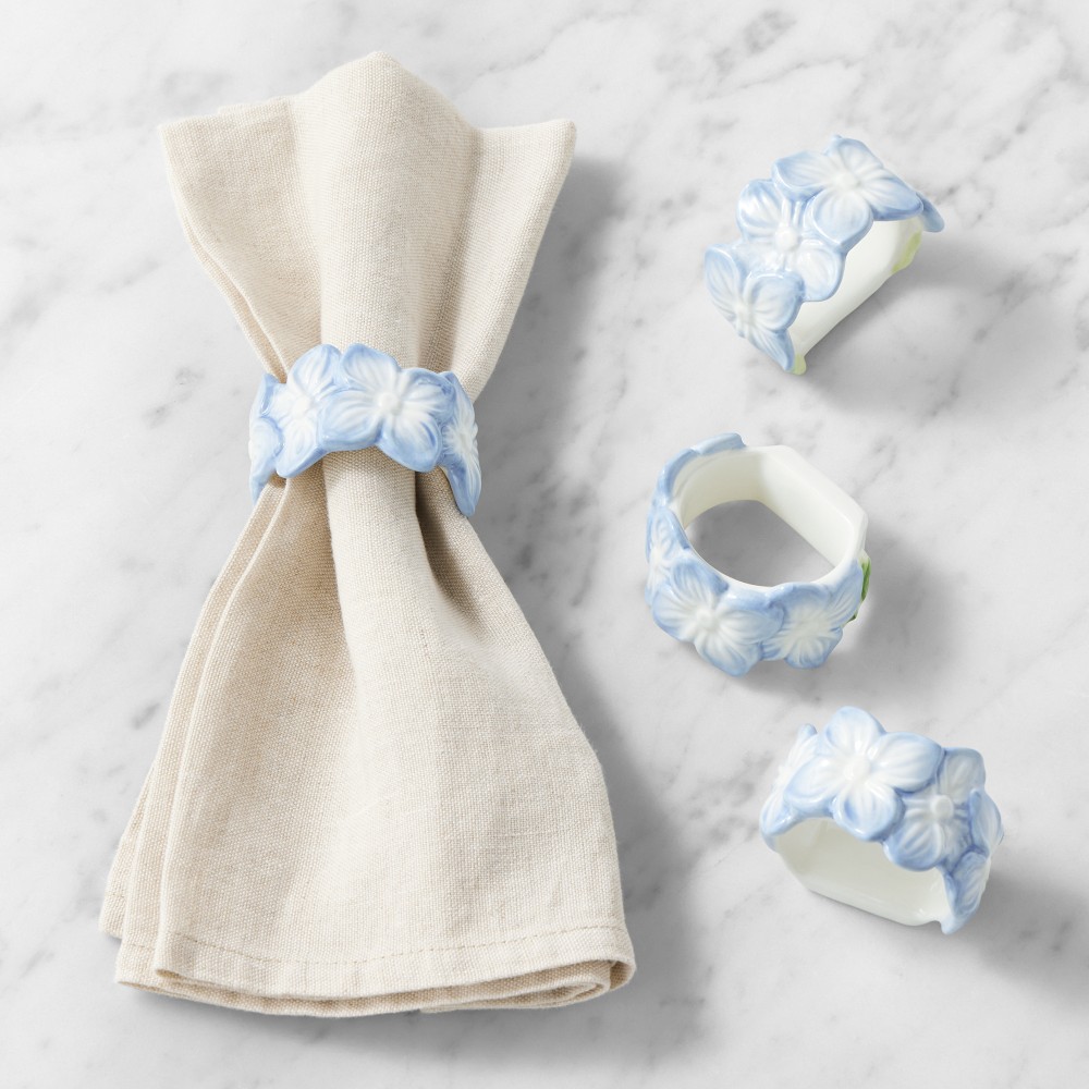 Hydrangea Napkin Rings, Set of 4 - Set of 4