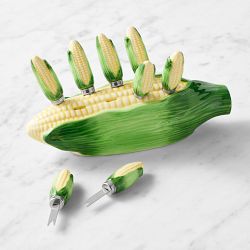 Corn Picks with Holder, Set of 8