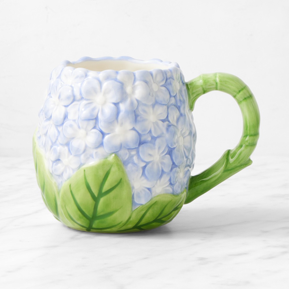 Hydrangea Figural Mugs - Set of 2, Blue