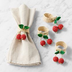 Figural Cherry Napkin Rings, Set of 4