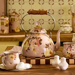 MacKenzie-Childs Mauve Wild Rose Tea Kettle