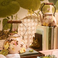 MacKenzie-Childs Mauve Wild Rose Tea Kettle