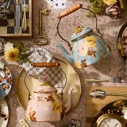 MacKenzie-Childs Mauve Wild Rose Tea Kettle