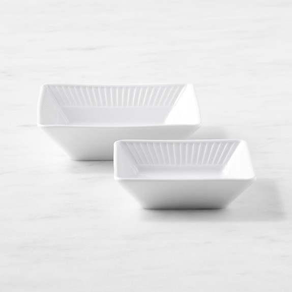 Pillivuyt Plisse Porcelain Square Nesting Dip Bowls, Set of 2 by Williams Sonoma Home