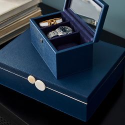 Blue Faux Leather Jewelry Box