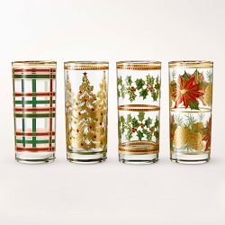 Vintage Holiday Highball Glasses, Set of 4