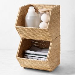 Hold Everything Rattan Stackable Bins