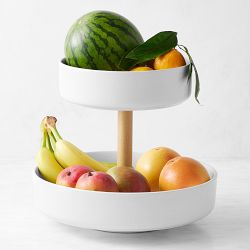 Hold Everything Ceramic Two Tiered Fruit Bowl