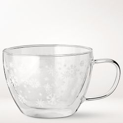 White Snowflake Latte Mugs, Set of 2