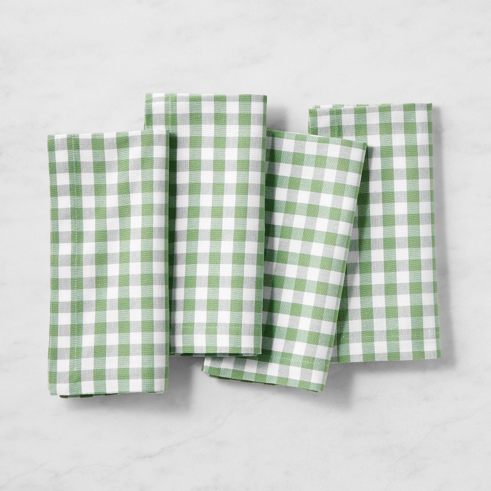 AERIN x Williams Sonoma Gingham Napkins, Set of 4 - Set of 4, Light Green
