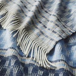 Checkered Stripe Jacquard Wool Throw