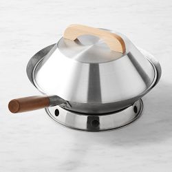 Williams Sonoma Carbon Steel Round-Bottom Wok with Stick Handle & Wok Lid