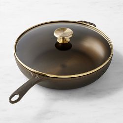 Smithey Seasoned Cast Iron Covered Deep Skillet, 11"