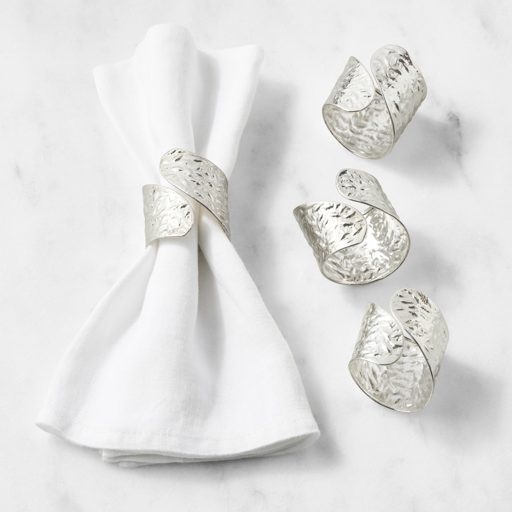 Hammered Cuff Napkin Rings, Set of 4 - Set of 4, Silver