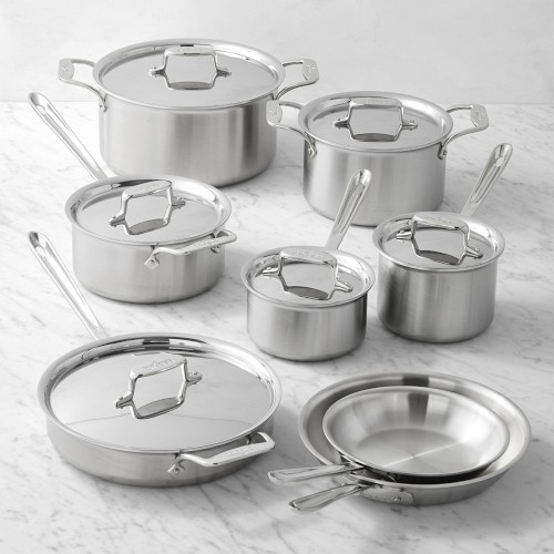 All-Clad D5 Brushed Stainless-Steel 14-Piece Cookware Set Simolary simolary.com