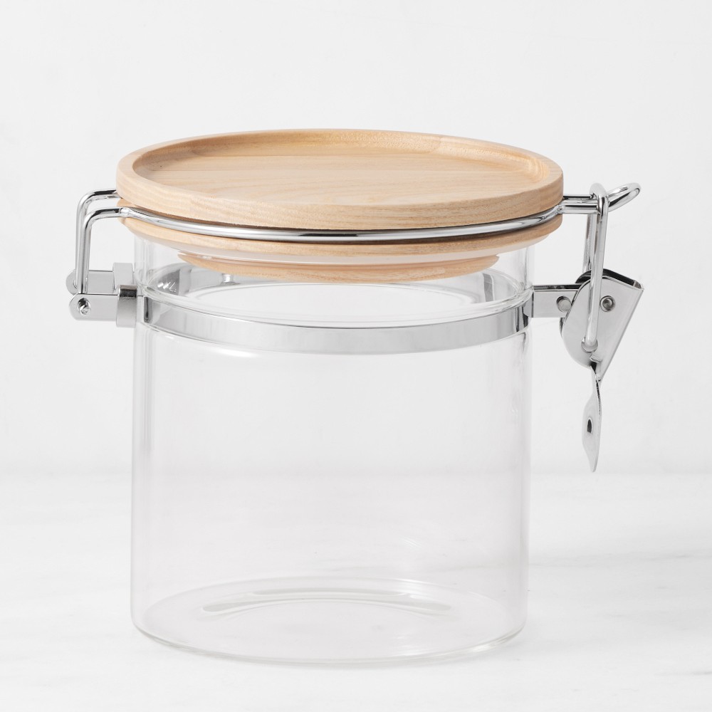 Hold Everything Stackable Glass Canister with Clamp - Ashwood, Small