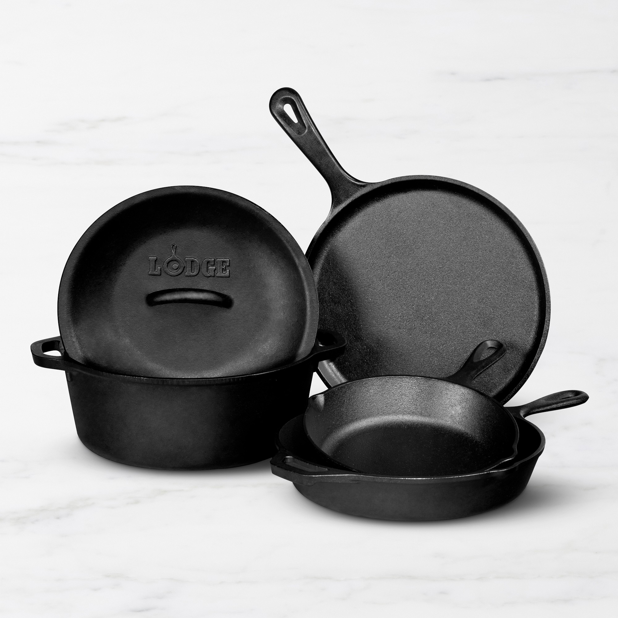Lodge Classic Seasoned Cast Iron 5-Piece Cookware Set Simolary simolary.com