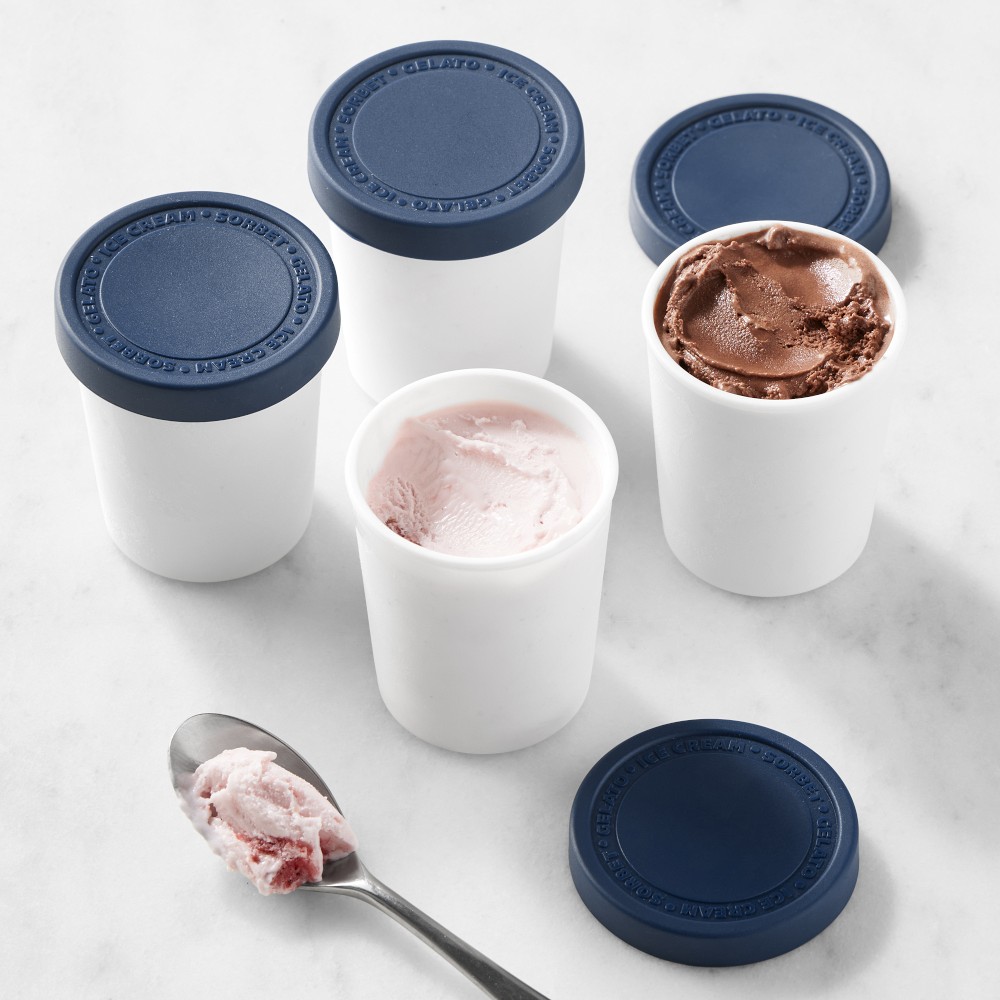 Mini Ice Cream Storage Tubs, Set of 4 - Mini Set of 4, Navy
